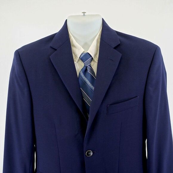 Pronto Uomo Textured Basketweave Wool Blue 36S 2 Button Blazer‎